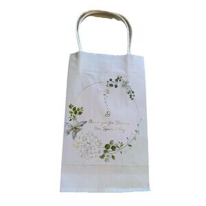 NEW 32 Gift/Favor Bags Thank You Paper Bags Handles 8.5x5x3 In. Floral Greenery